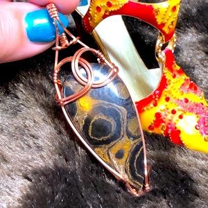 🗿Stromatolites fossil pendant in bare copper